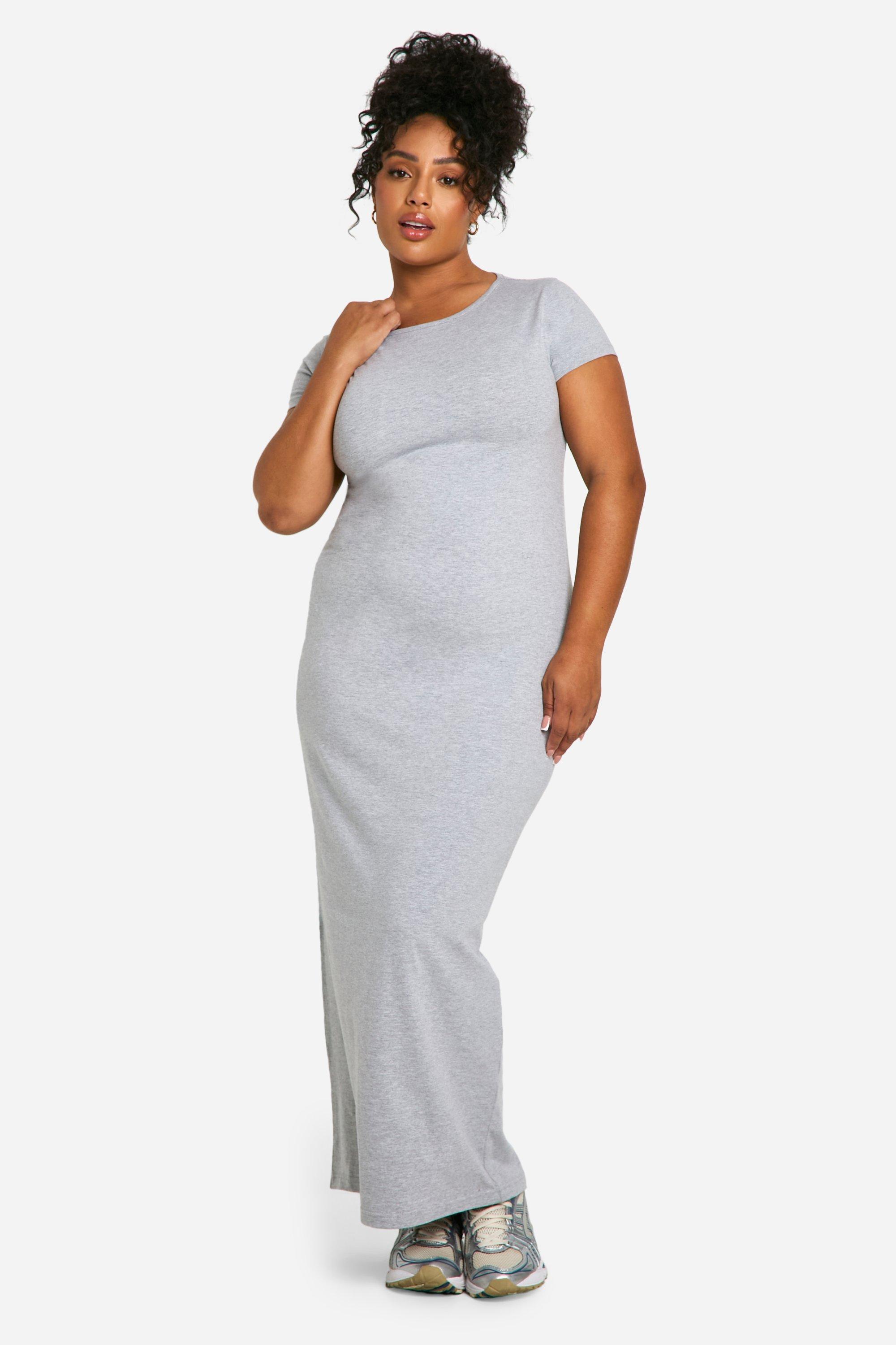 Womens Plus Super Soft Jersey Split Midaxi Dress - Grey - 20